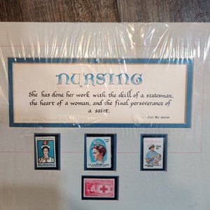 Nursing Red Cross Postal Collection & Calligraphy Art Display 4 Stamps Signed